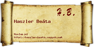 Haszler Beáta névjegykártya